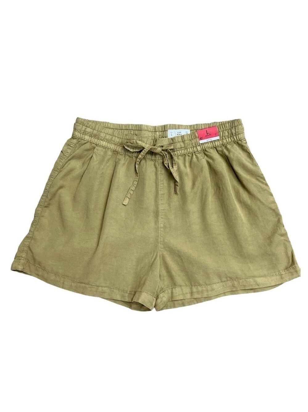 NWT Lefties 100% lyocell khaki pleated pull on shorts L